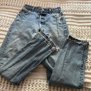 EB Denim custom distressed jeans - size 23 - distressed medium/light